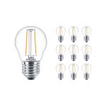 Confezione Multipack 10x Philips Corepro LED Lustre E27 Sferica Filamento Chiara 2W 250lm - 827 Bianco Molto Caldo | Sostitutiva 25W