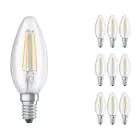 Confezione Multipack 10x Ledvance CLASSIC LED E14 Candela Filamento Chiara 4W 470lm - 827 Bianco Molto Caldo | Sostitutiva 40W