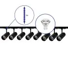 Bright Choice Set completo 1-Fase Rail 3 Metro Nero | incl. 8x Faretti + GU10 2700K 3W Dimmerabile + Tappo Di Chiusura, Connettore di Alimentazione e I-Connettore